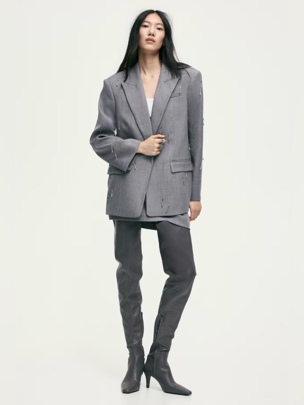 H&M Gray THIGH-HIGH SOCK BOOTS